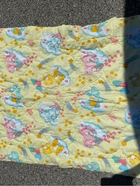Cute Pastel Yellow Care Bears Quilted Throw